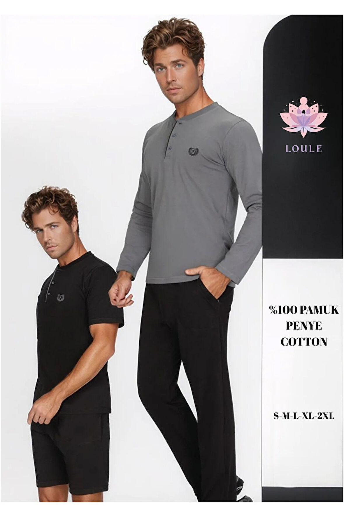 Erkek %100 Pamuk Penye 4'lü Yazlık & Kışlık Pijama Takımı L1.ANC.801.01