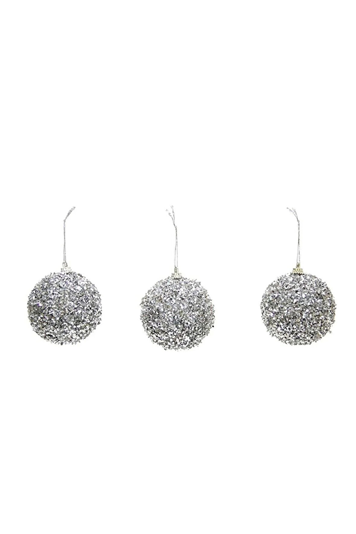 Mini Party Store Yılbaşı Süsü Gümüşparıltılı Top 6 Lı 4 Cm