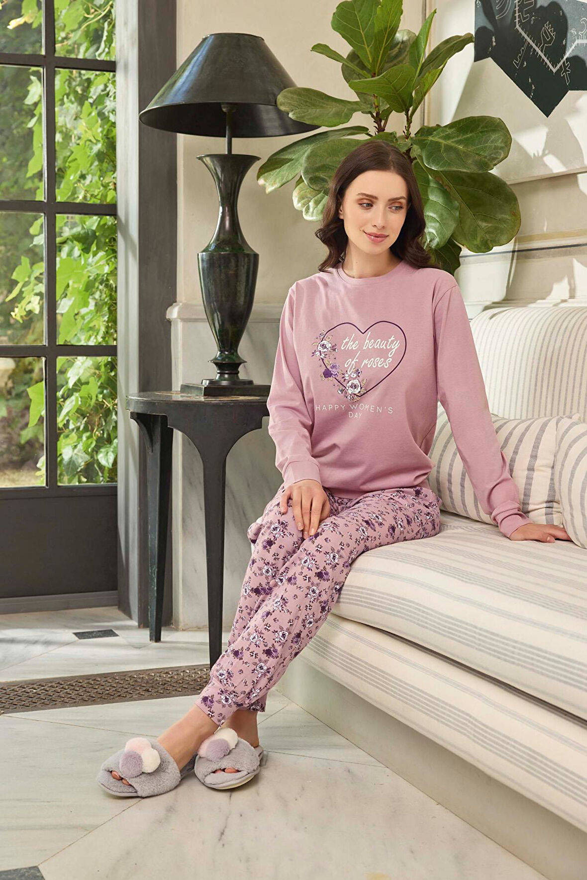 Aydoğan Kadın Sezin the beauty of roses Pudra Pijama Takım 0579