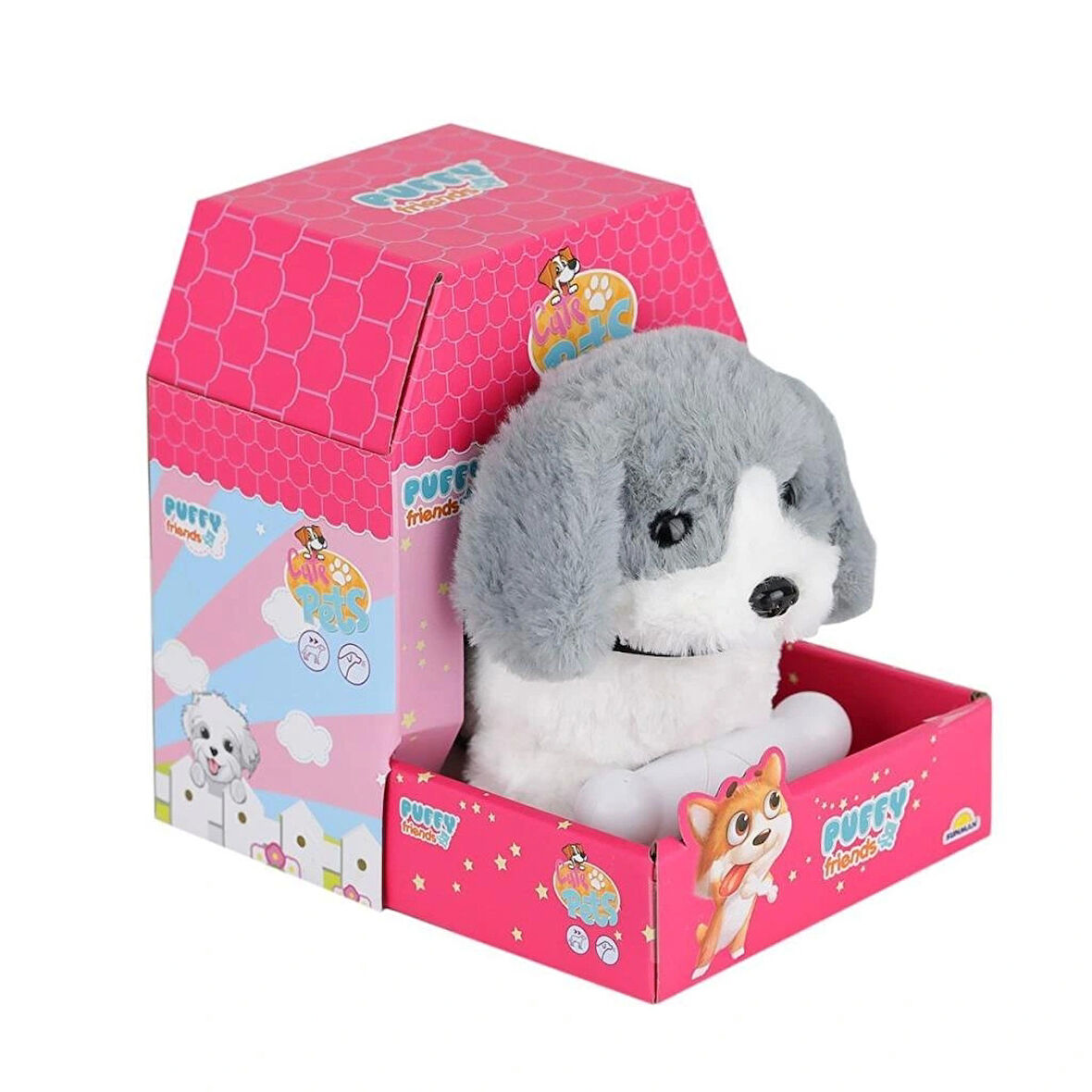 Nessiworld 4247 Sesli Hareketli Peluş Köpek Gri -Sunman