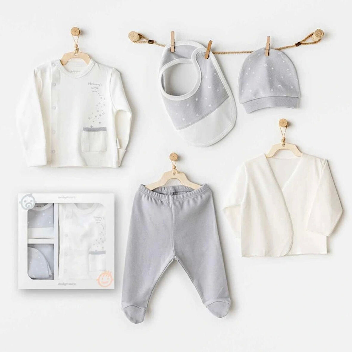 Nessiworld Andywawa AC25700 Mommy's Little Star 5'Li Hastane Çıkışı Ekru