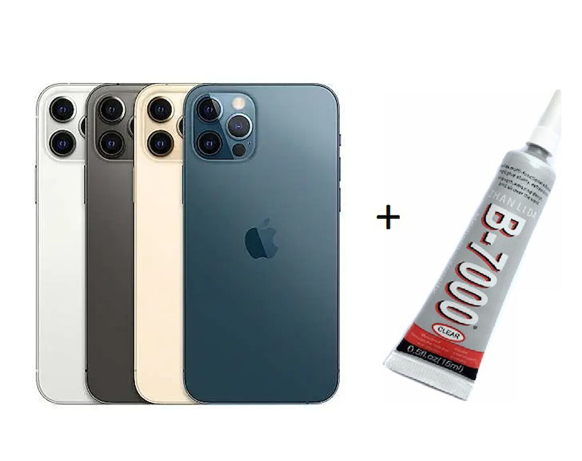iPhone 12 PRO MAX Arka Batarya Pil Kapağı GRİ (B7000 15 ML Yapıştırıcı)
