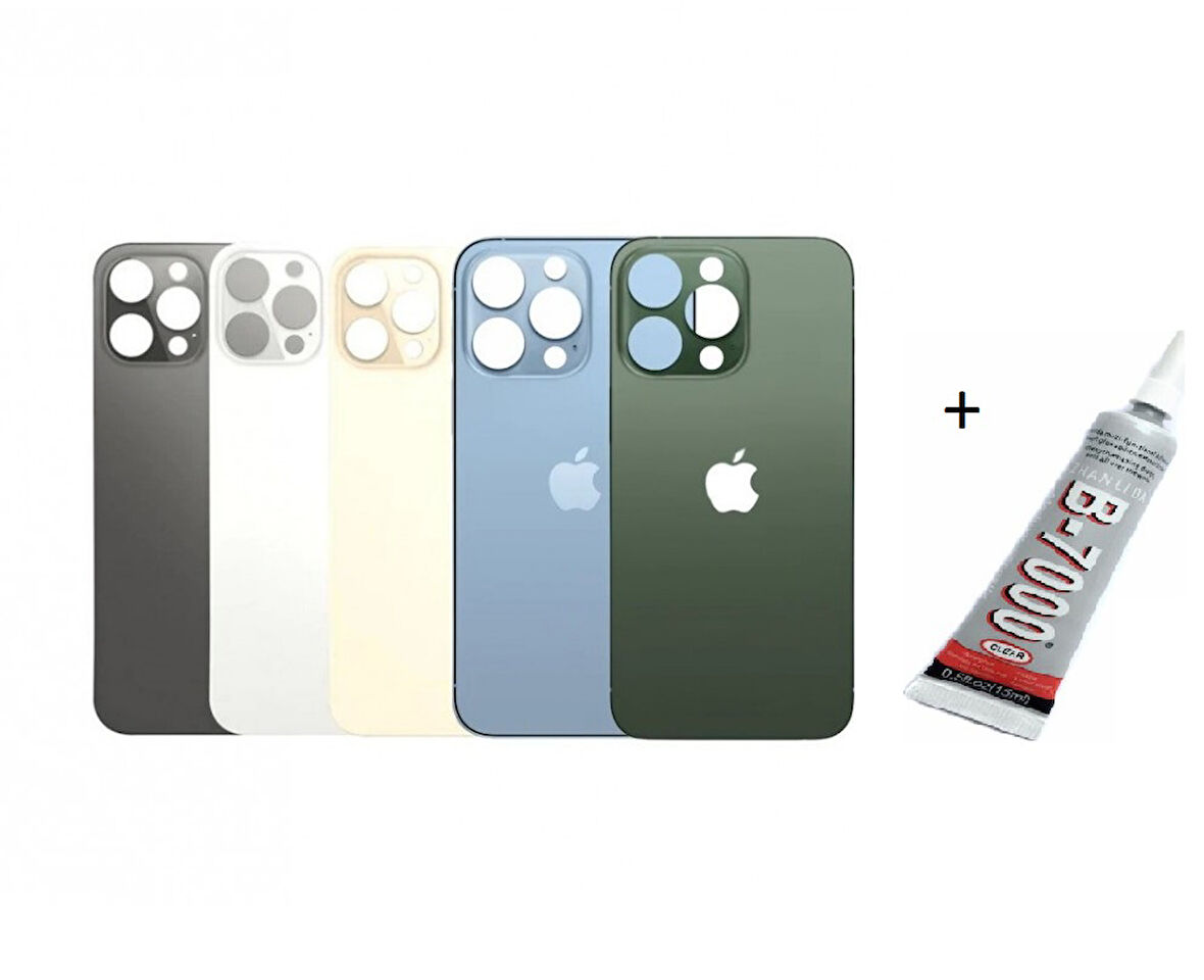 iPhone 13 PRO MAX Arka Batarya Pil Kapağı MAVİ (B7000 15 ML Yapıştırıcı)