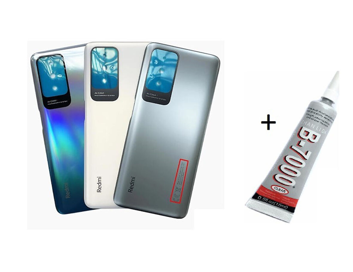 REDMİ 10 Arka Batarya Pil Kapağı DENİZ MAVİSİ (B7000 15 ML Yapıştırıcı)