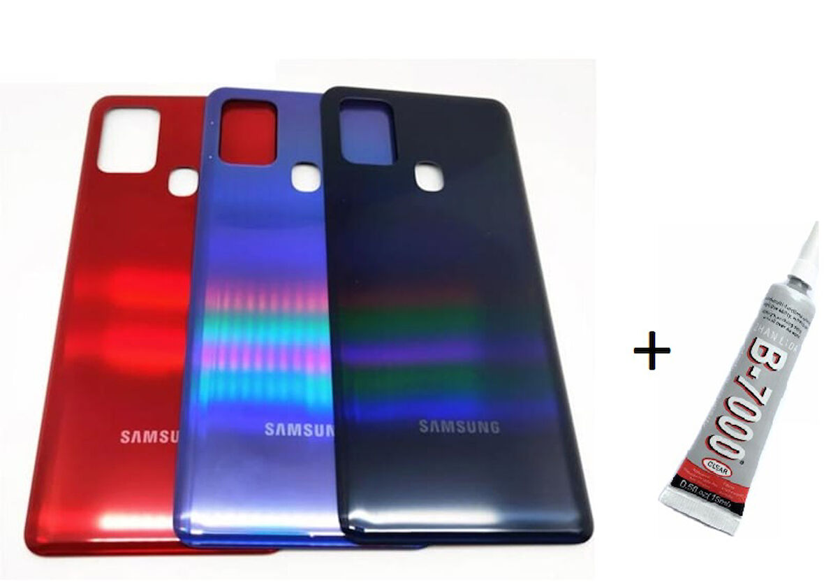 SAMSUNG A21S A217 Arka Batarya Pil Kapağı MAVİ (B7000 15 ML Yapıştırıcı)