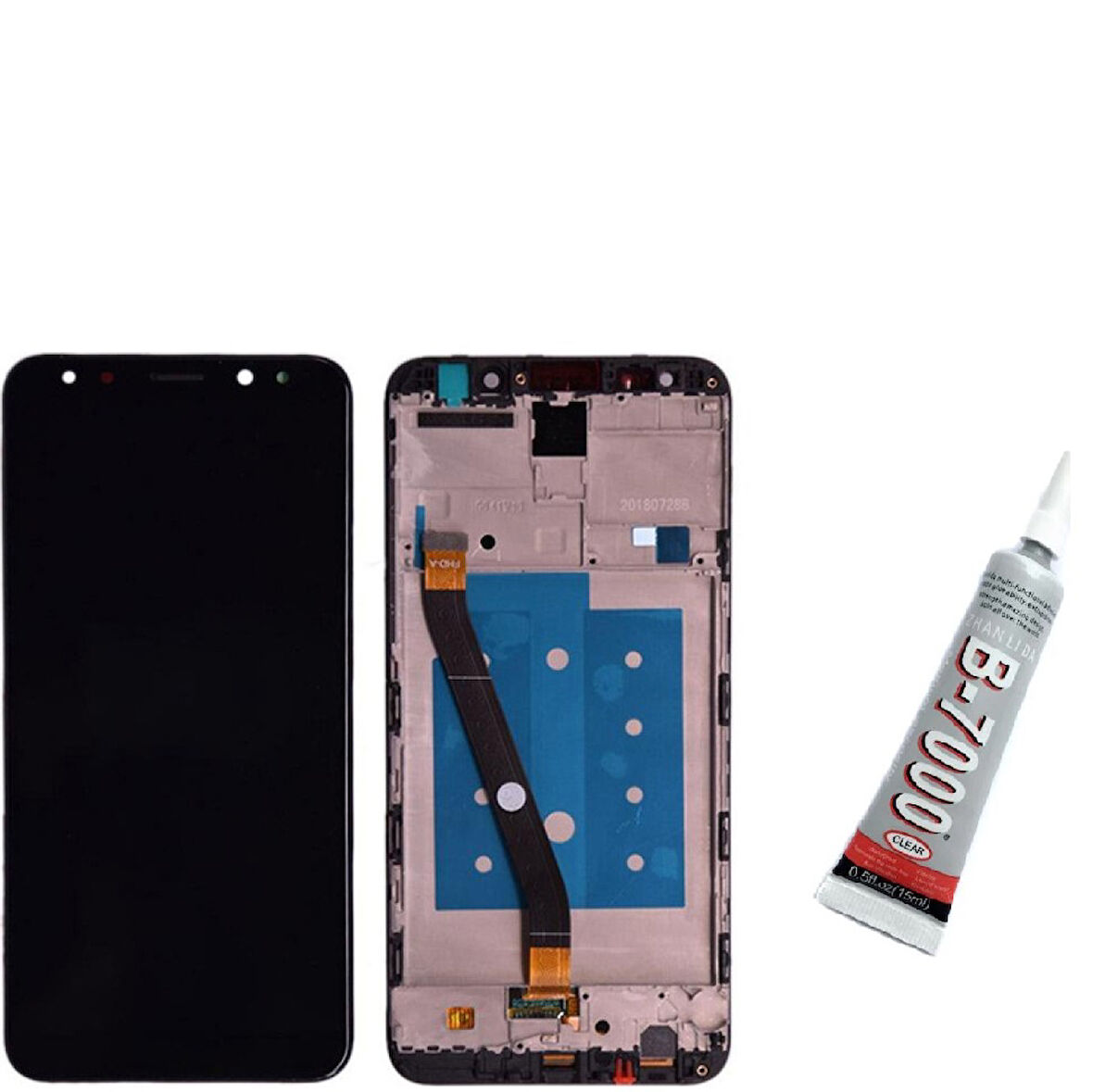 Huawei Mate 10 Lite Ekran Dokunmatik Çıtalı (SİYAH) B7000 YAPIŞTIRICI