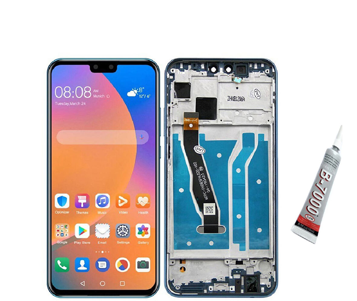 Huawei  Y9 2019  Ekran Dokunmatik Çıtalı (SİYAH) B7000 YAPIŞTIRICI