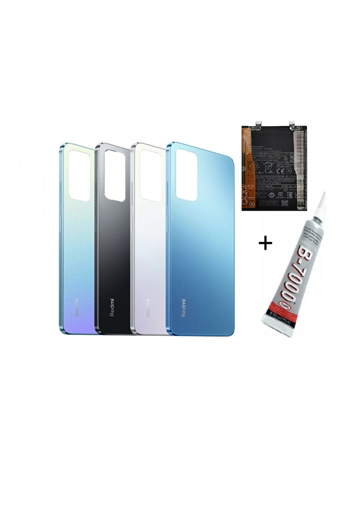 REDMİ NOTE 12 PRO ARKA BATARYA KAPAĞI ,BATARYA VE B7000 YAPIŞTIRICI (MAVİ)