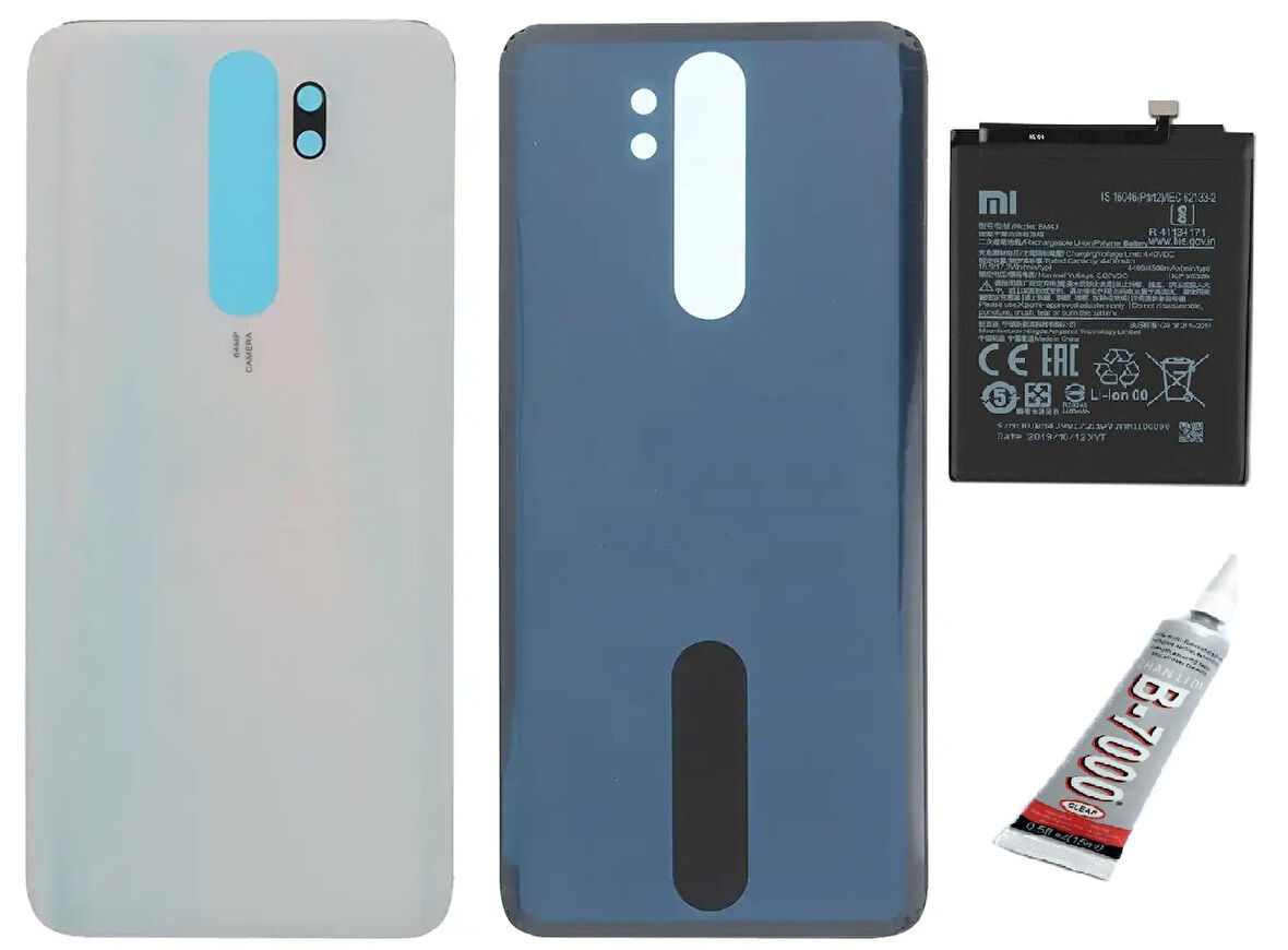 REDMİ NOTE 8 PRO ARKA BATARYA KAPAĞI ,BATARYA VE B7000 YAPIŞTIRICI (MAVİ)