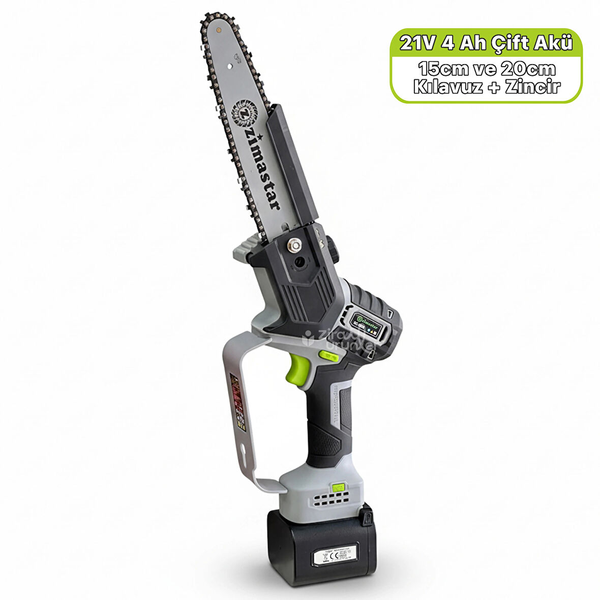 Zimastar SC-5808 Akülü Zincirli Budama Testeresi 21V 4Ah Çift Akülü-Kılavuzlu