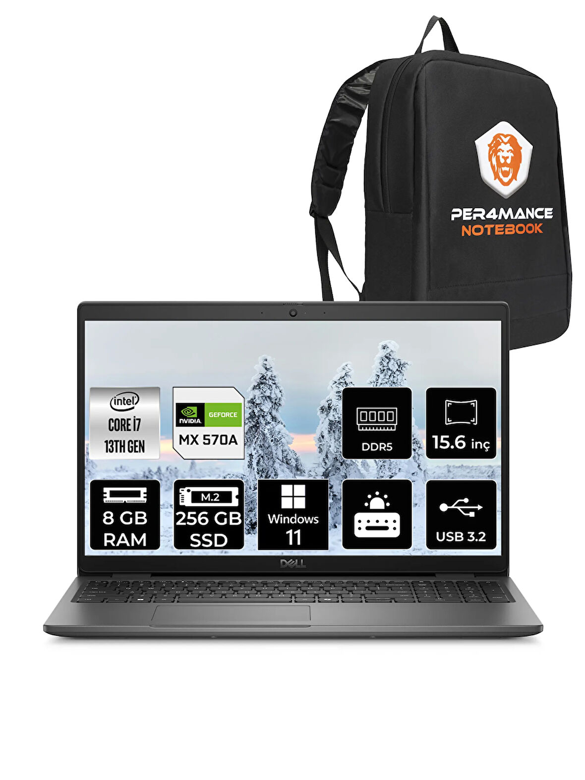 DELL Latitude 3550 i7 1355U 8GB 256GB SSD MX570A/2GB 15.6'' W11P Dizüstü Bilgisayar & PER4 ÇANTA