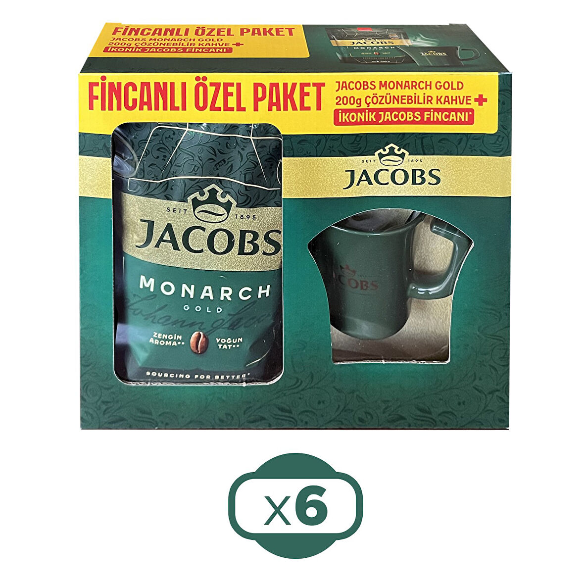 Jacobs Monarch Gold 200 gr İkonik Jacobs Fincanlı Set x 6 Adet