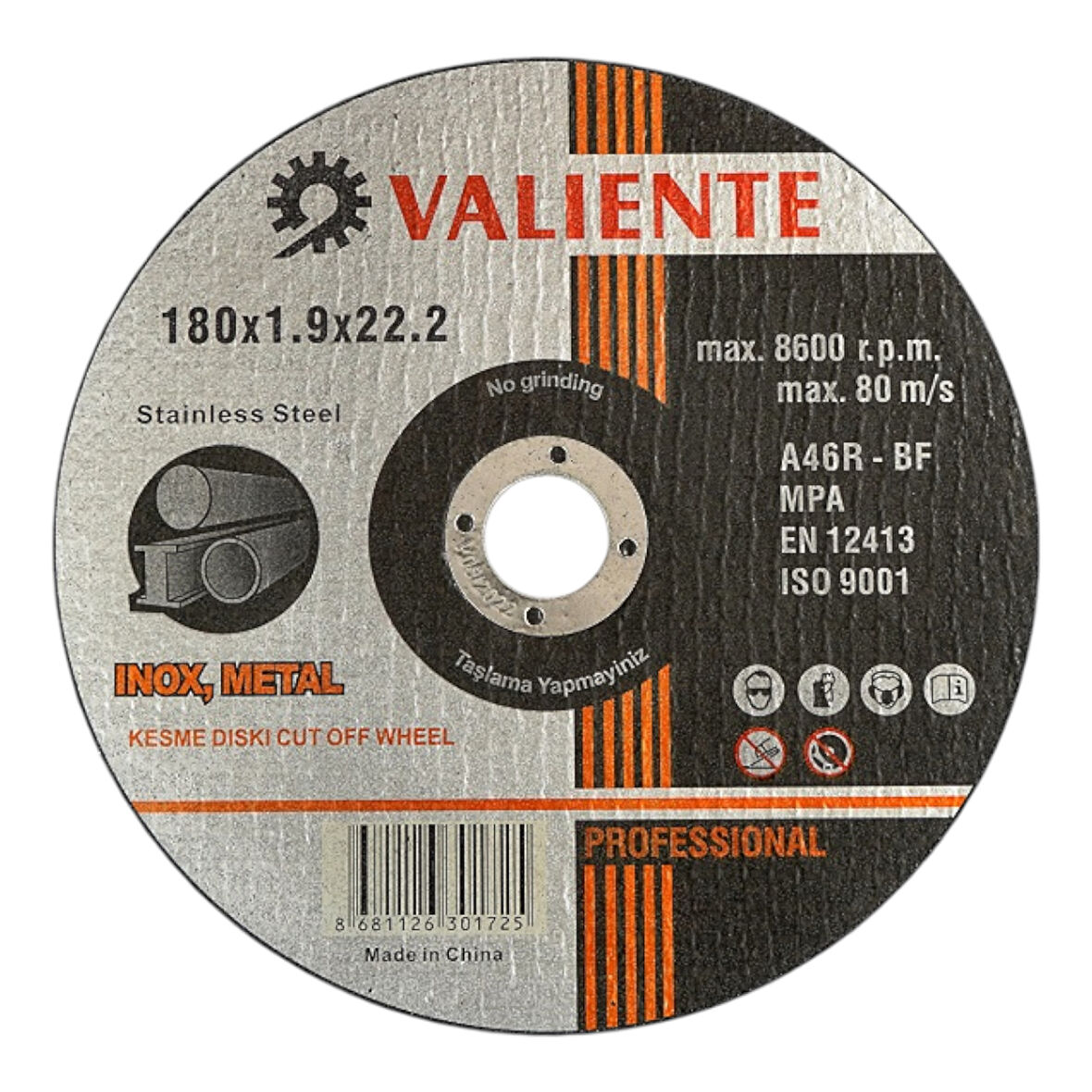 Fixonic Valiente VAL16773 180mm Inox Metal Kesme Taşı ( 10'lu Paket)