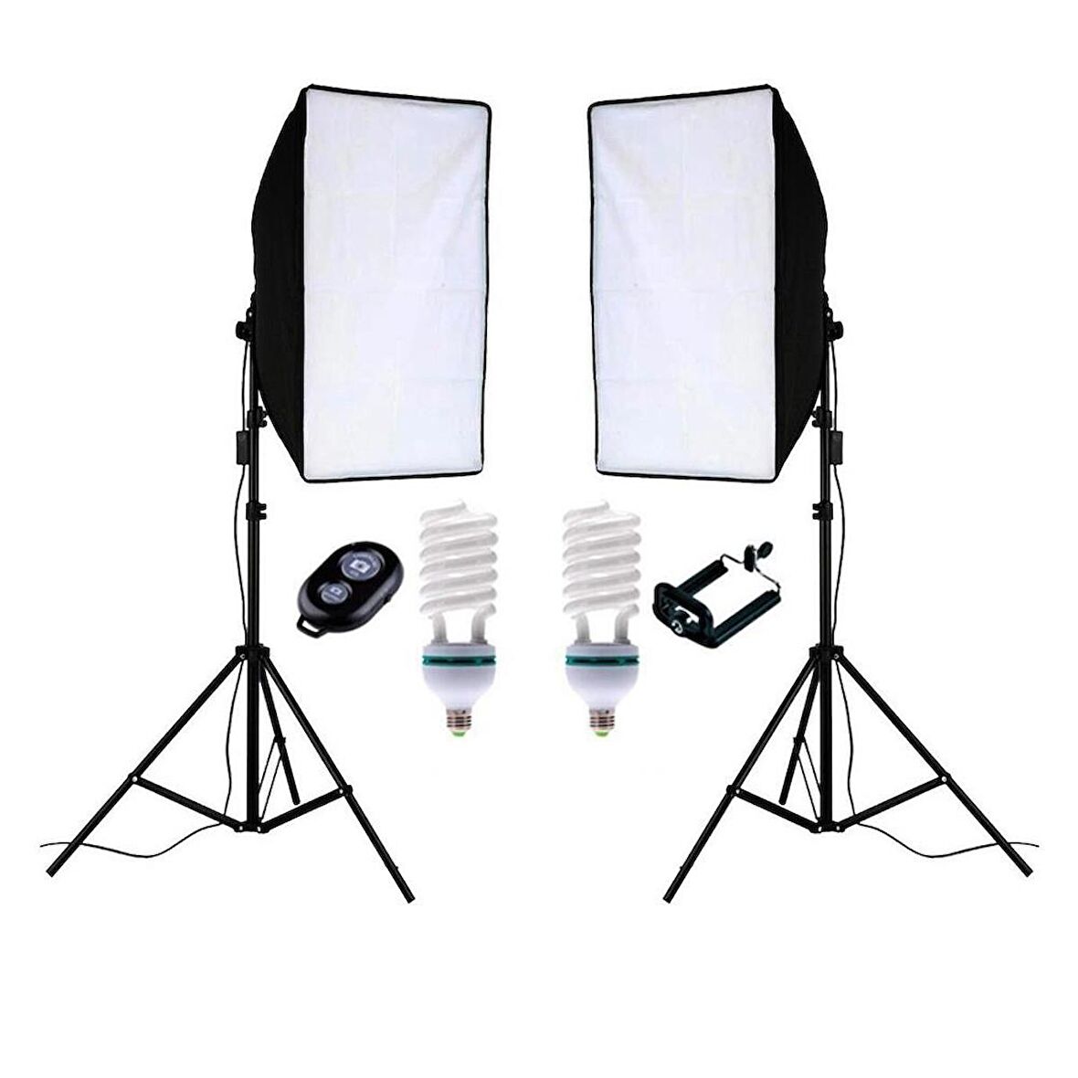 50x70 Softbox 2li Sürekli Işık Seti 2x85W Bluetooth Kumandalı