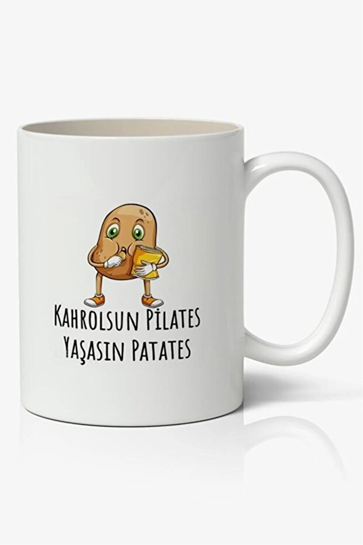 Kahrolsun Pilates Yaşasın Patates Yazılı Beyaz Kupa Bardak Sevgiliye Arkadaşa Hediye