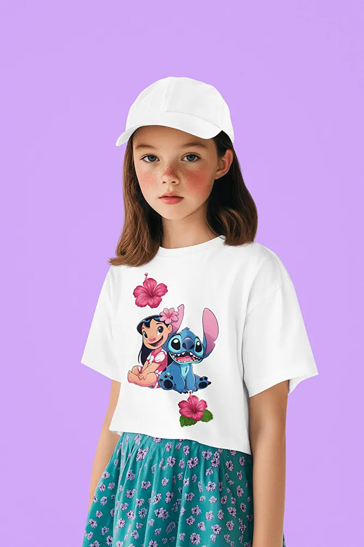 Stitch Ve Lola Baskılı Unisex Çizgi Film Çocuk Tişört (1-12 YAŞ)