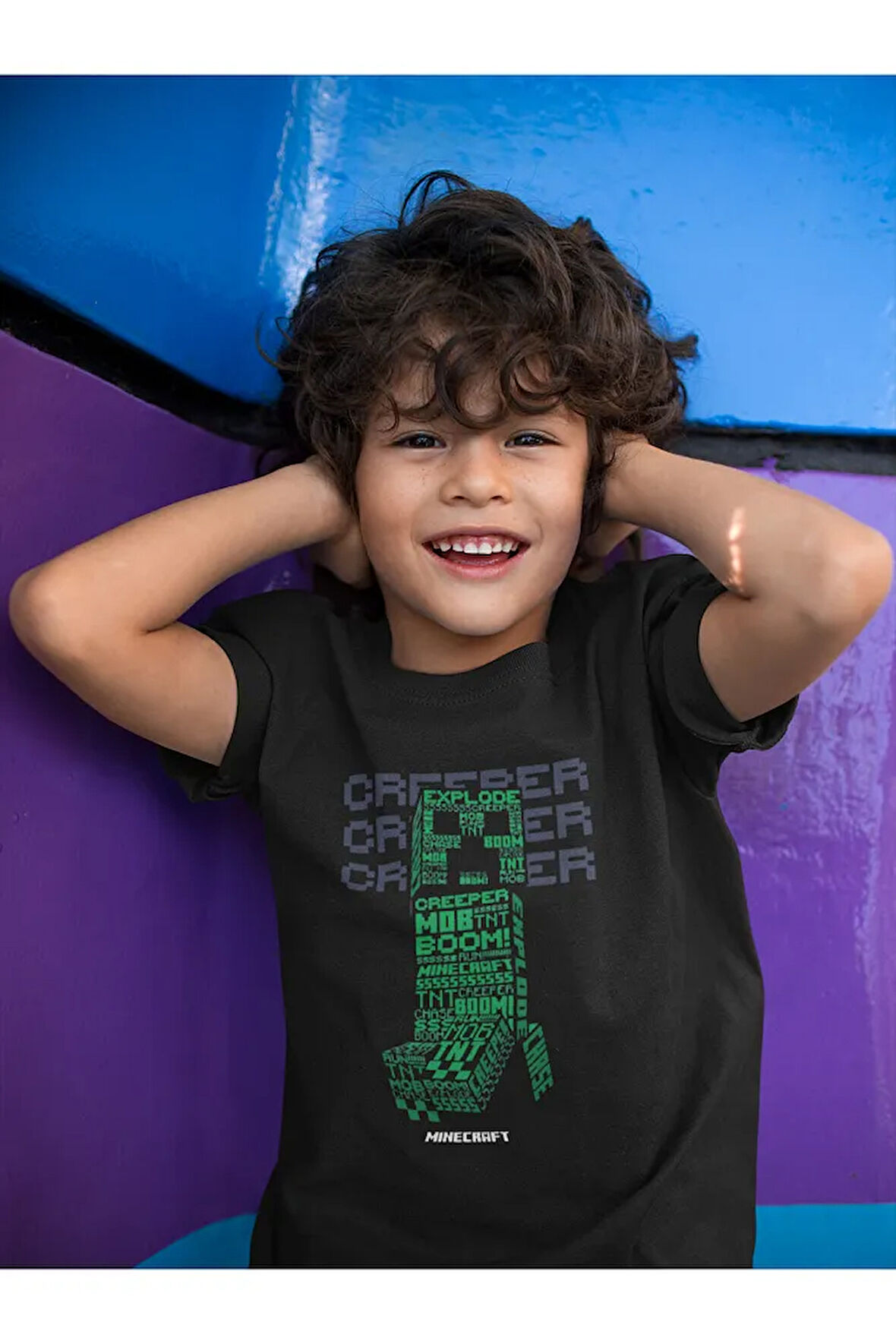 Minecraft Creeper Baskılı Unisex Oyun Çocuk Tişört (1-12 YAŞ)
