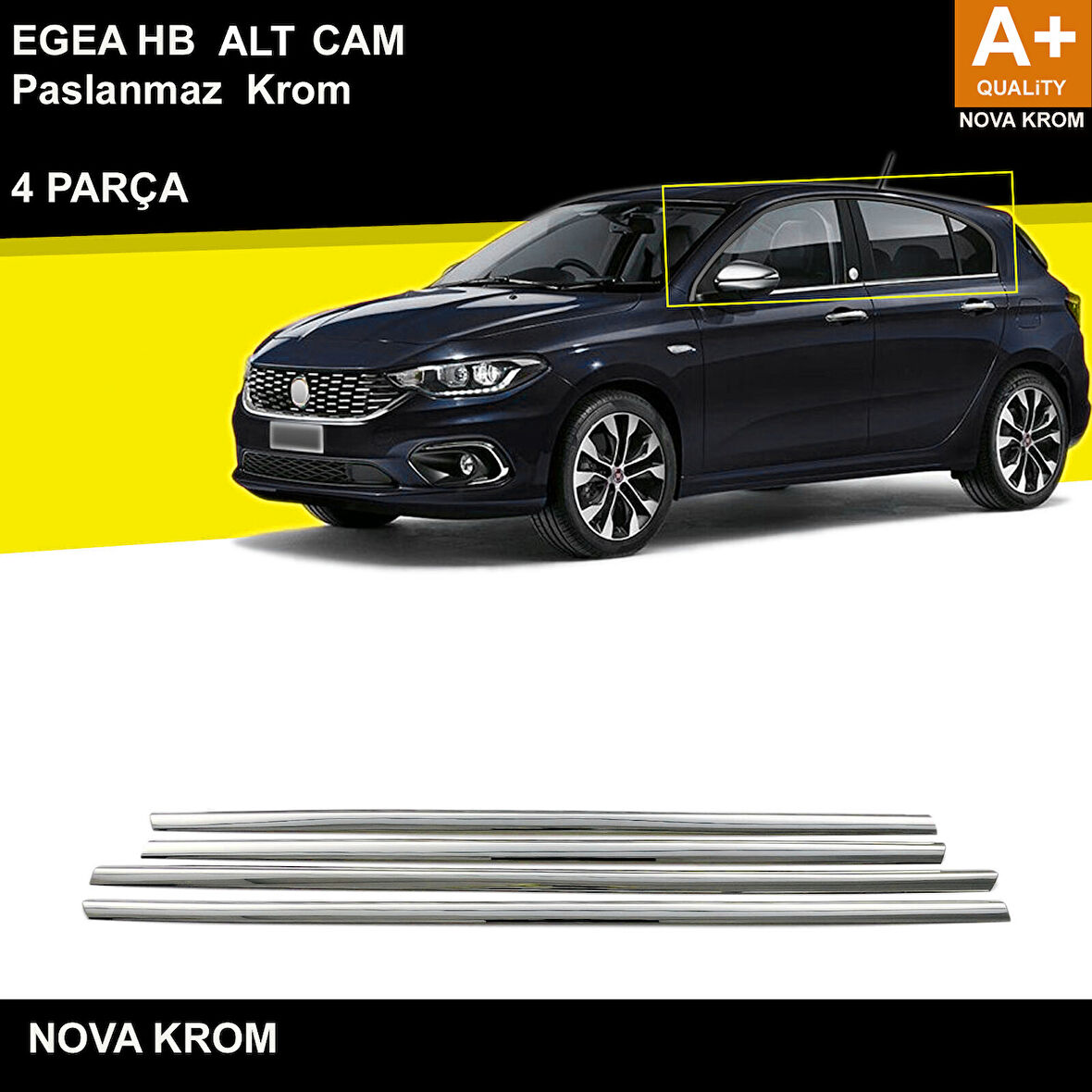 Fiat Egea HB Krom Cam Çıtası 4 Prç. 2015 Üzeri