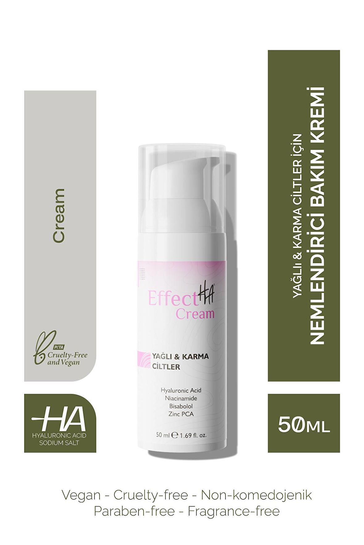 EffectHA Cream Yağlı & Karma Ciltler için Nemlendirici Bakım Kremi 50ml 