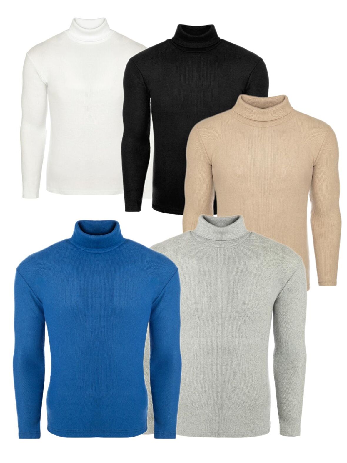 5'li Paket Erkek Boğazlı Balıkçı Triko Kazak