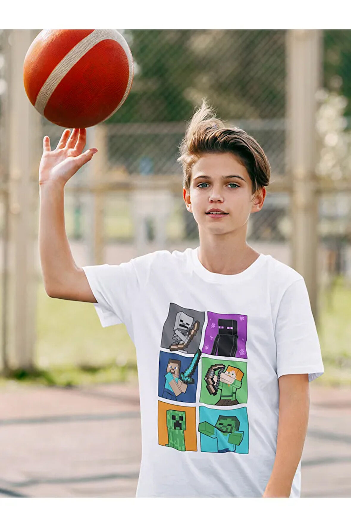 Tasarım Minecraft Baskılı Unisex Oyun Çocuk Tişört (1-12 Yaş)