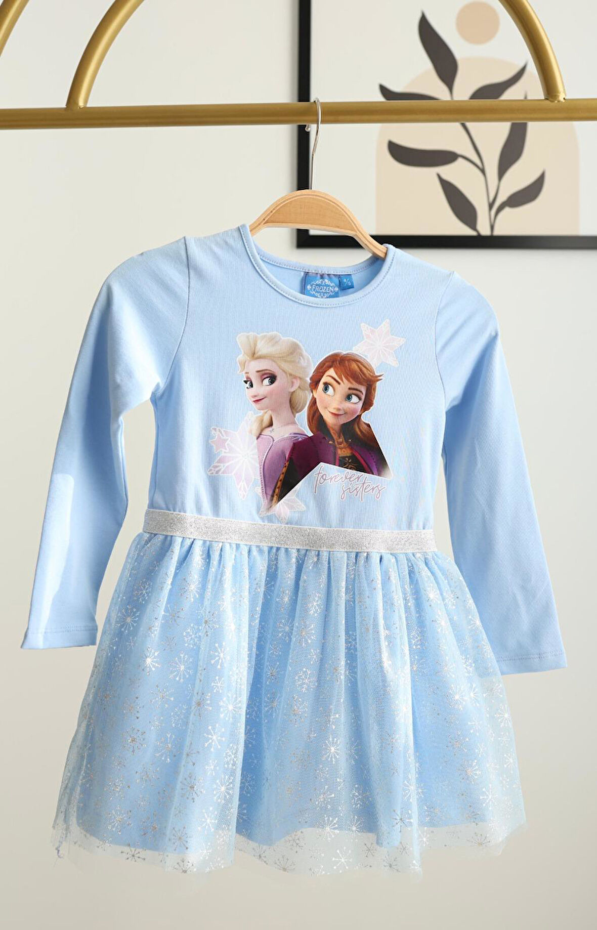 Kız Çocuk Frozen Elsa Anna Desenli Tütü Etekli Elbise