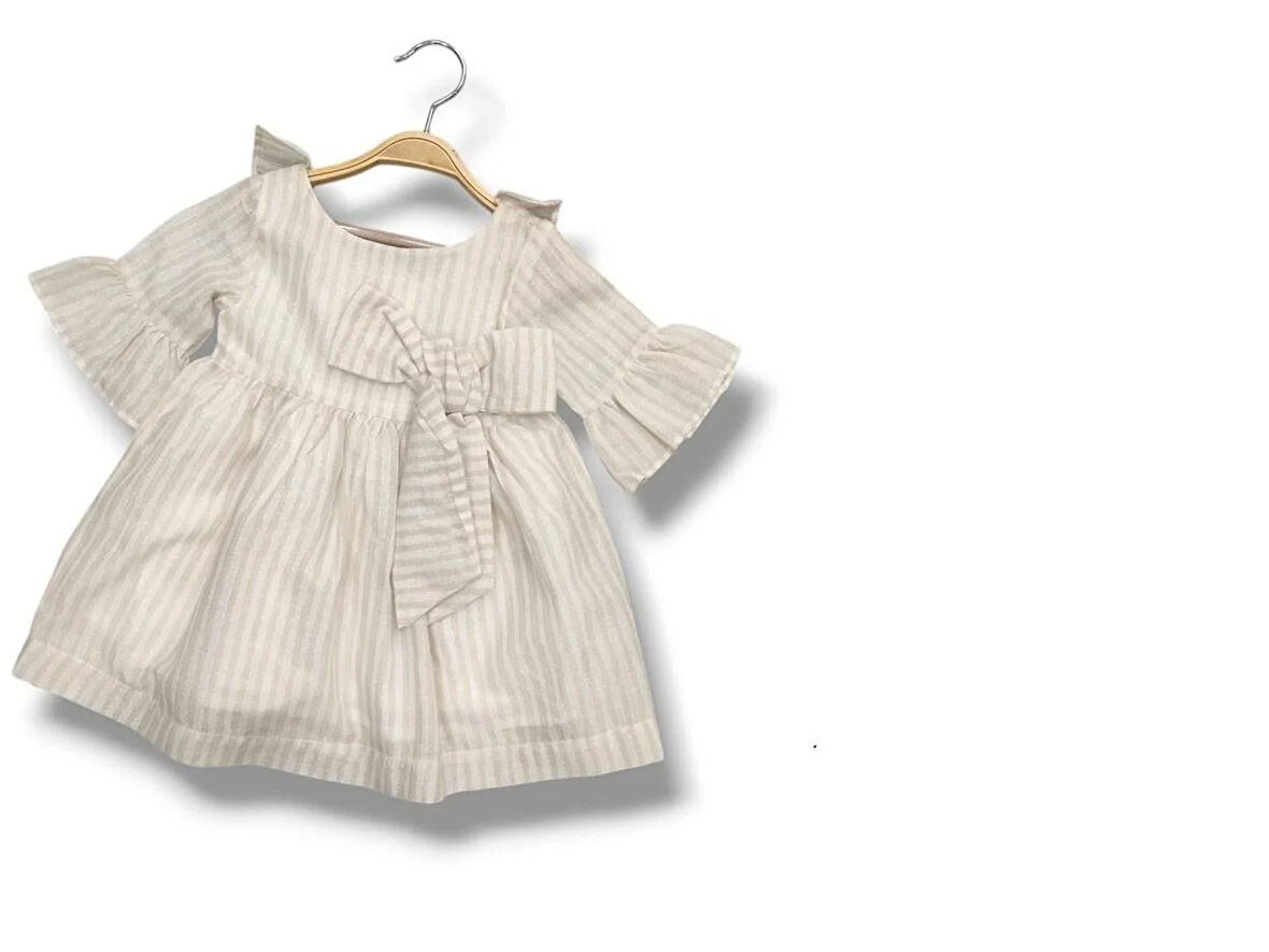 Kız Bebek Dokuma Çizgili Elbise CK50525