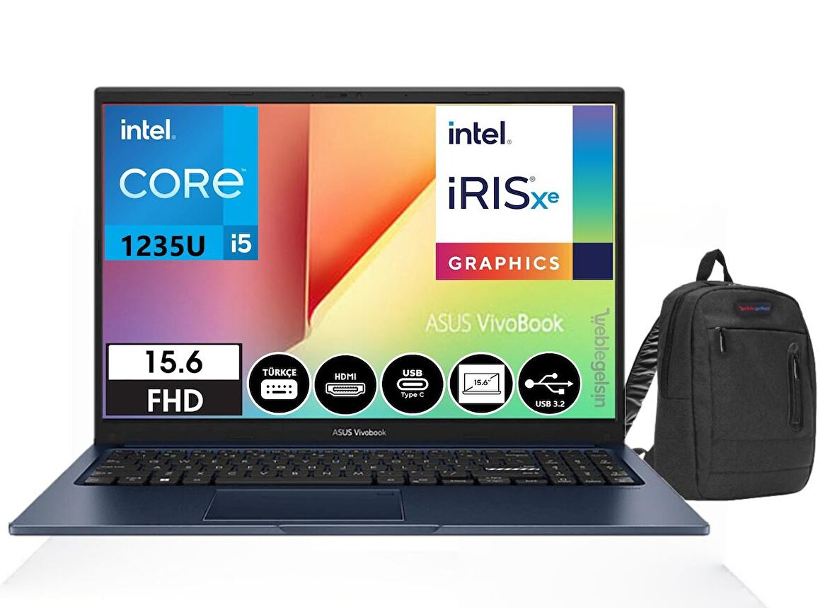 Asus Vivobook X1502ZA-EJ1065 İntel Core I5-1235U 16gb 256gb SSD 15.6" Windows11Pro FHD Dizüstü Bilgisayar EJ106537+ZettaÇanta