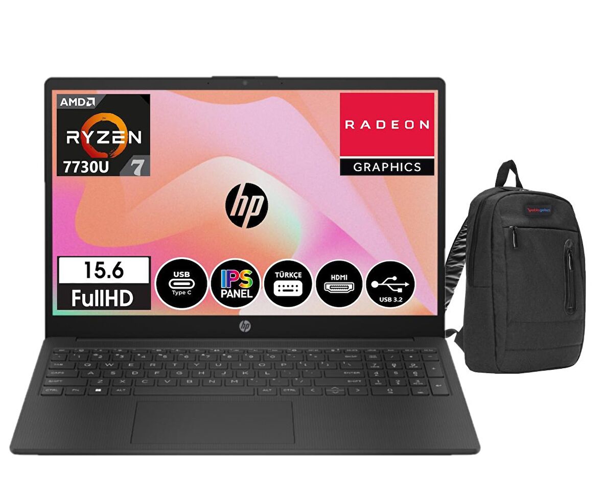 HP Laptop 15-FC0054NT AMD Ryzen 7-7730U 8gb 512gb 15.6" Fhd Windows11Pro Taşınabilir Bilgisayar 88V8A4EA34+WeblegelsinÇanta
