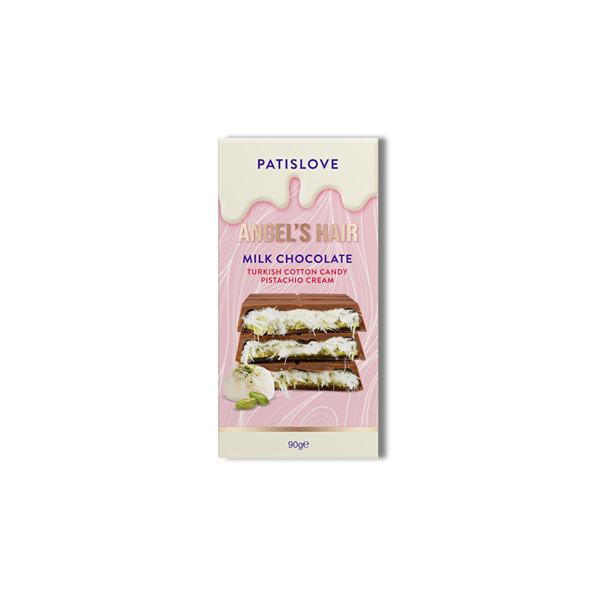 Patislove Antep Fıstığı Kremalı ve Pişmaniye Dolgulu Sütlü Çikolata, 90G