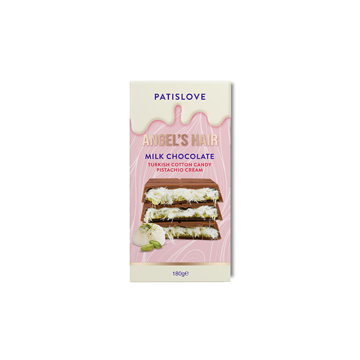 Patislove Antep Fıstığı Kremalı ve Pişmaniye Dolgulu Sütlü Çikolata, 180G