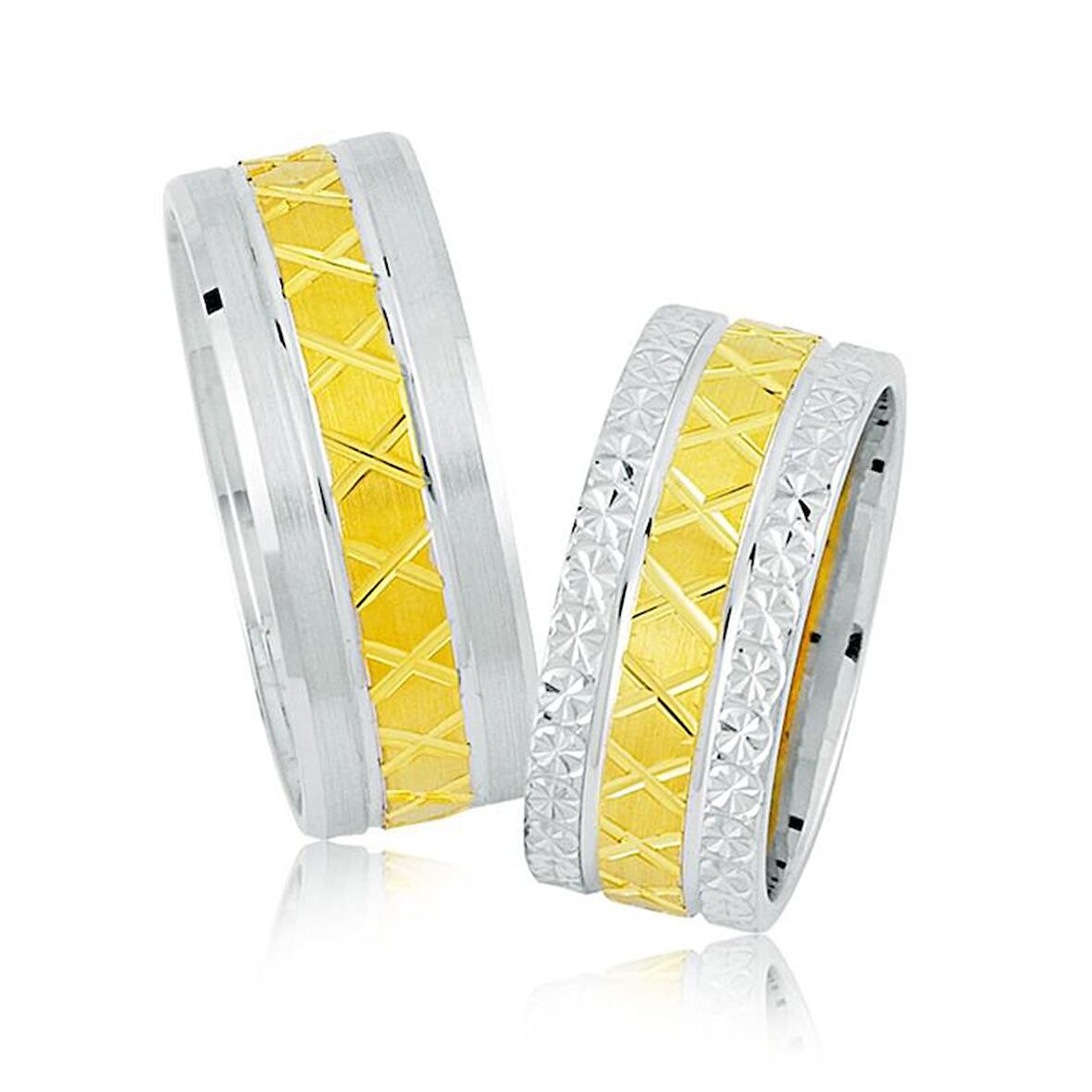 Harem Altın Sarı Beyaz Altın Alyans 3501-3