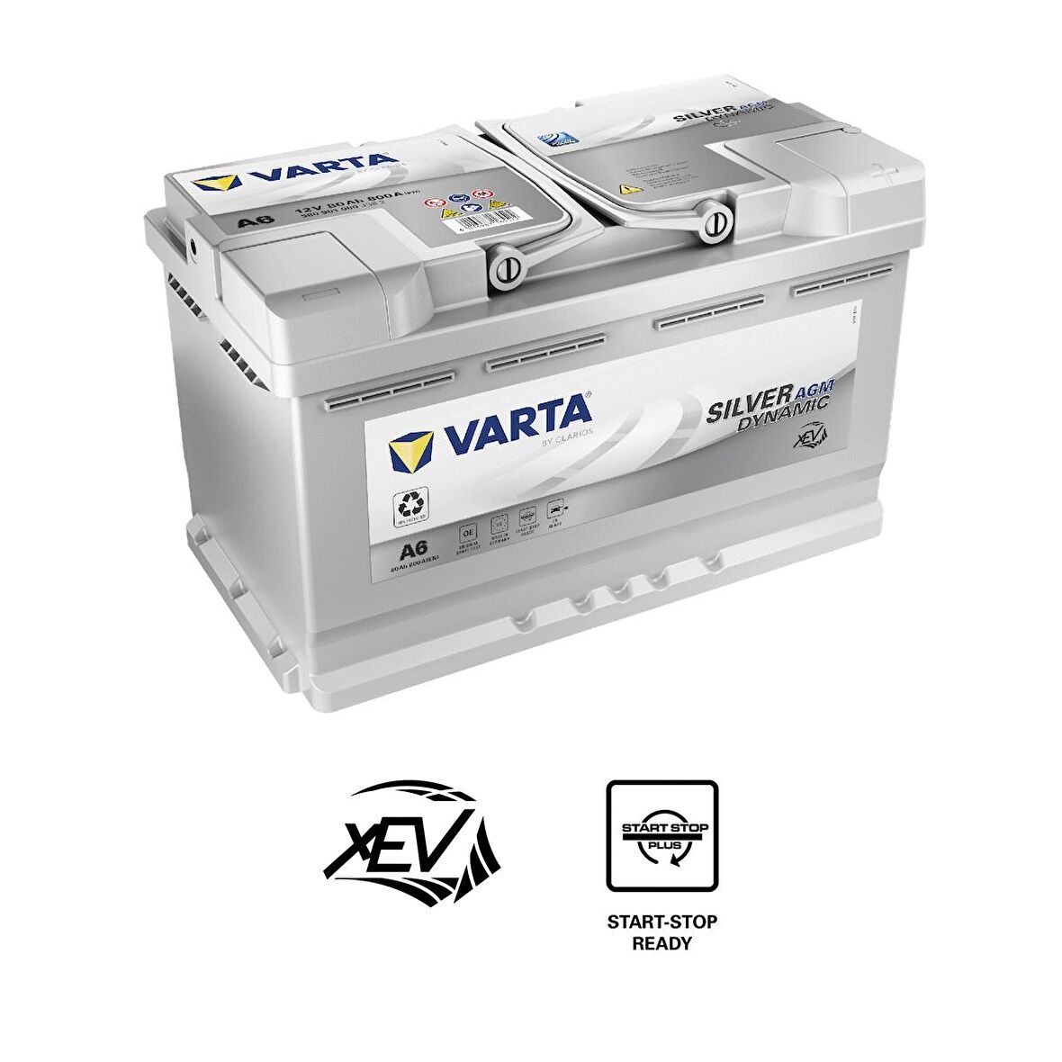 12V 80 Ah Amper 800a CCA Silver Dynamic AGM A6/F21 Akü