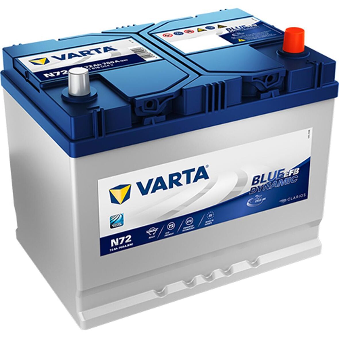 12V 72 Ah Amper 760a CCA Blue Dynamic EFB N72 Akü