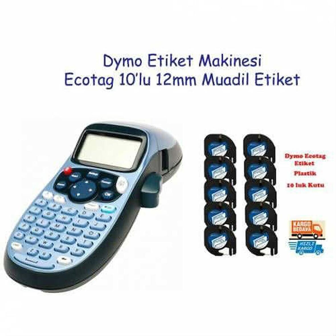 DYMO LETRATAG ELEKTRONİK ETİKETLEME MAKİNESİ + 10 ADET MUADİL DİLEDİĞİNİZ RENK ETİKET