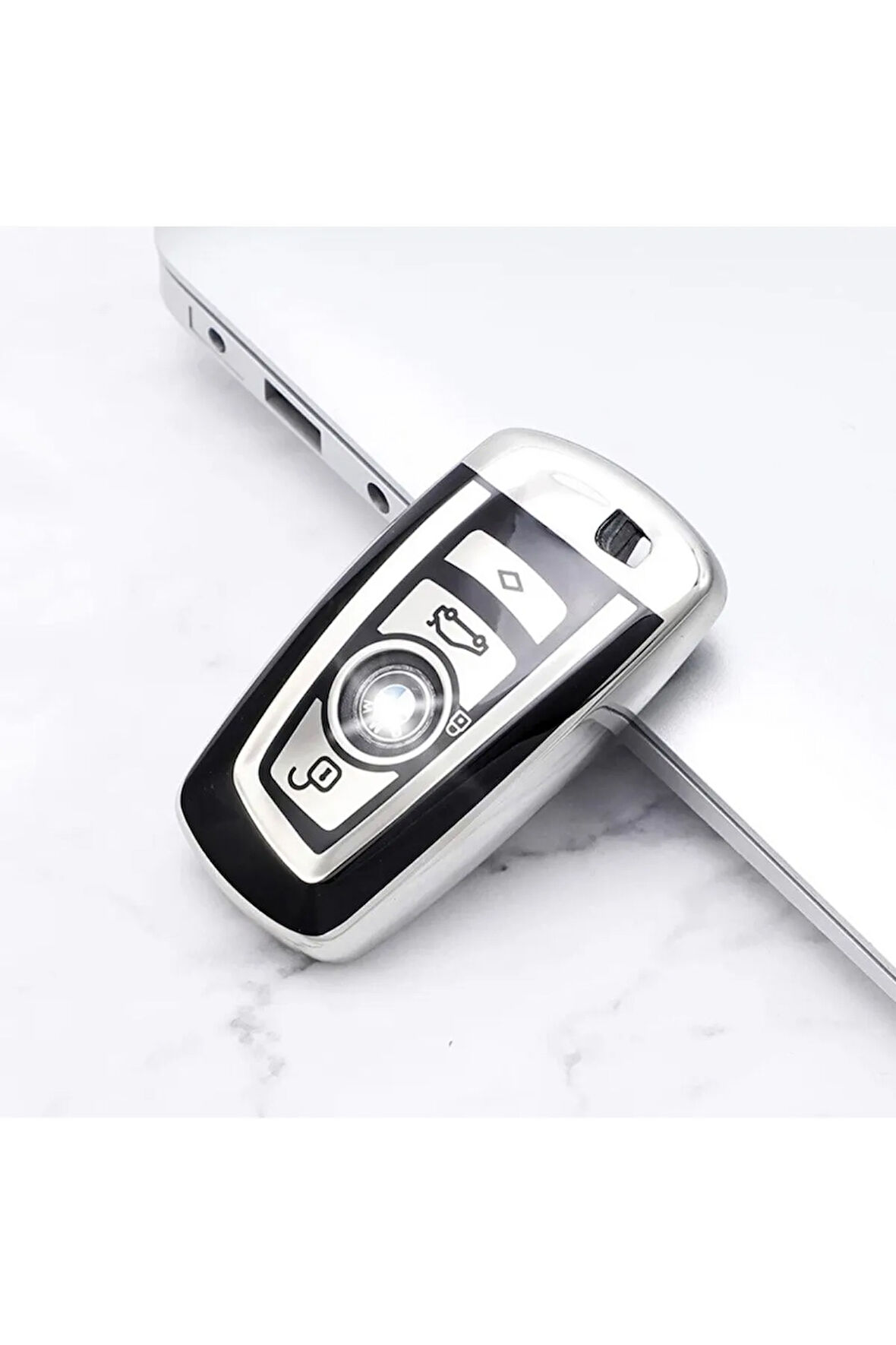 Bmw 2 Serisi F22 Anahtar Kılıfı Parlak Gümüş Renk