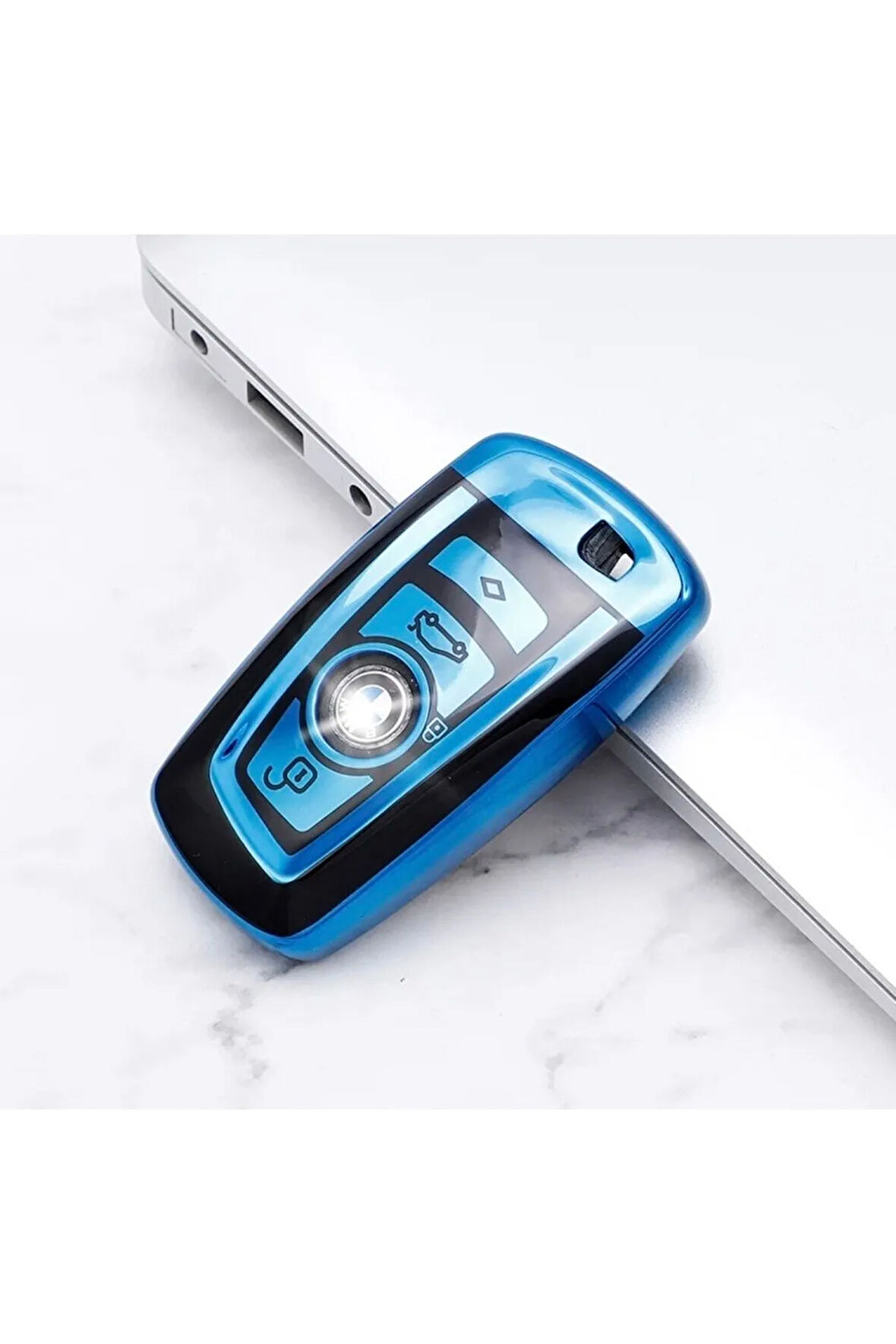 Bmw X6 F16 Anahtar Kılıfı Parlak Mavi Renk