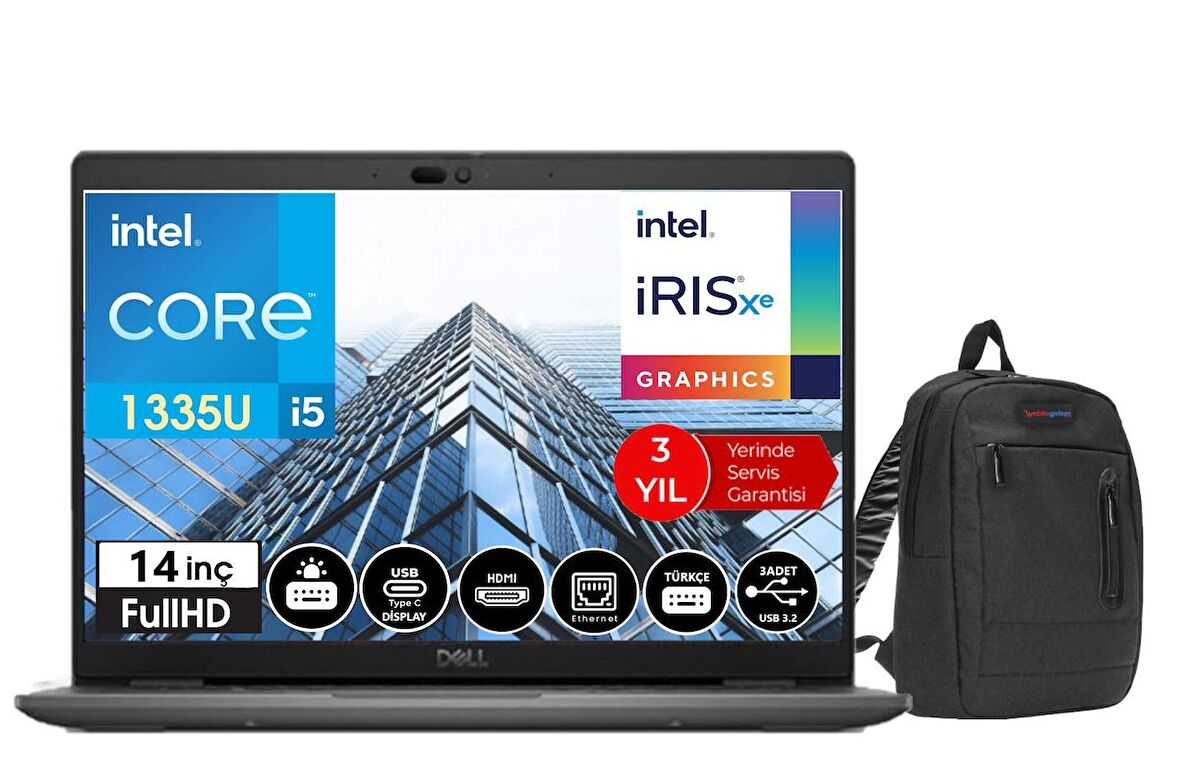 Dell LATITUDE 3440 13.Nesil İntel i5 1335U 8 GB 512GB  SSD 14" Dos FHD Dizüstü Bilgisayar DLN053L3440140102+WeblegelsinÇanta