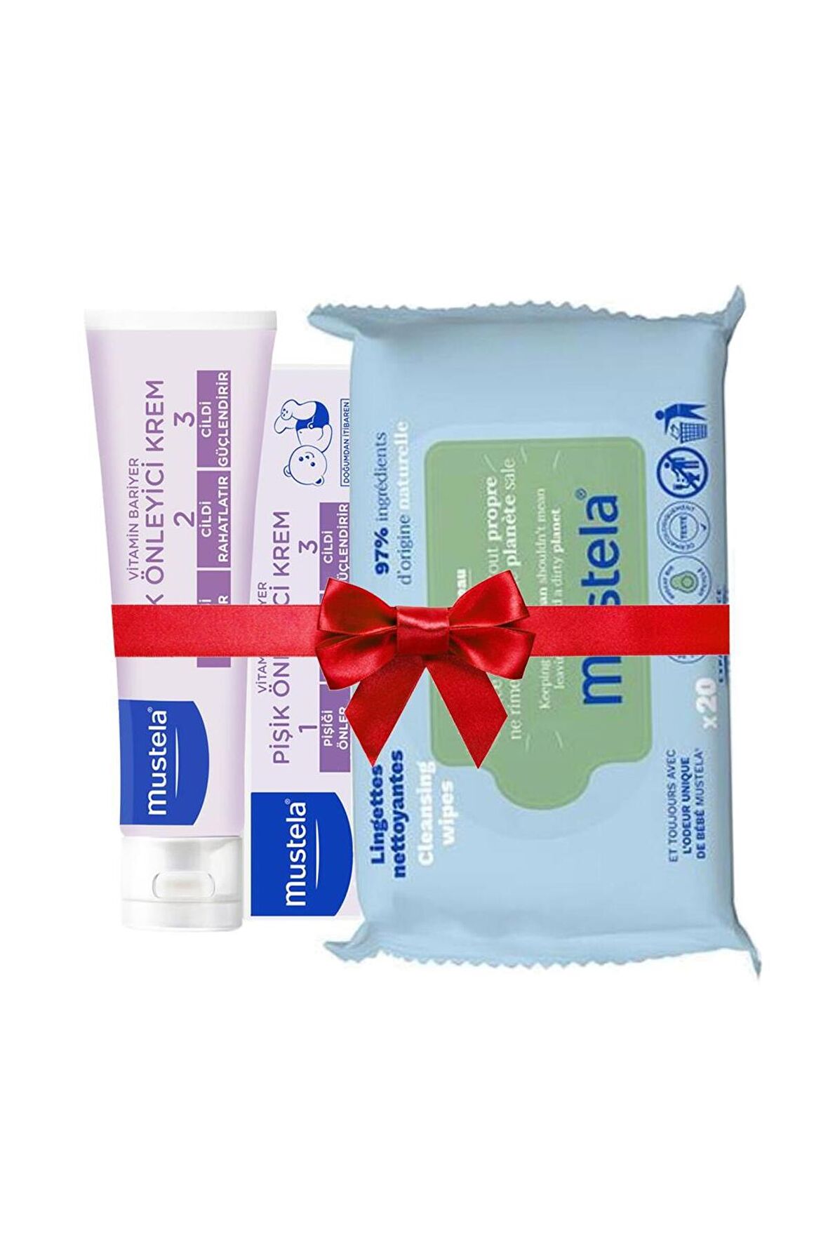 MUSTELA Vitamin Barrier 1-2-3 Cream 100 ml Pişik Kremi + 60'lı Ekolojik Islak Mendil Hediye