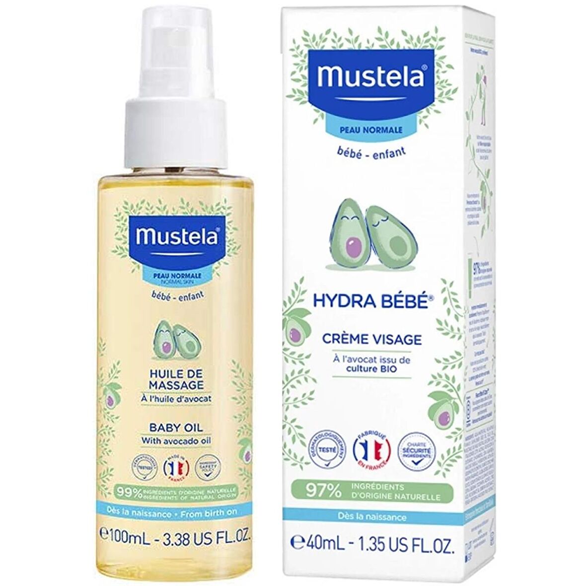 Mustela Hydra Bebe Organik Avokadolu Bebek Yüz Kremi 40 ml + Mustela Baby Oil Bebek Yağı 100 ml