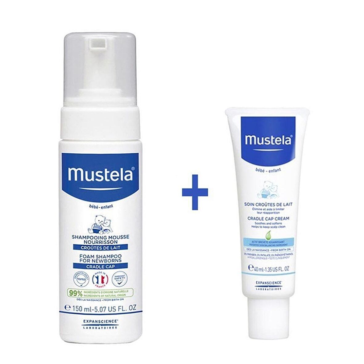 Mustela Set Foam Köpük Şampuanı 150ml ve Saç Pullanmalarına Krem 40ml Seti