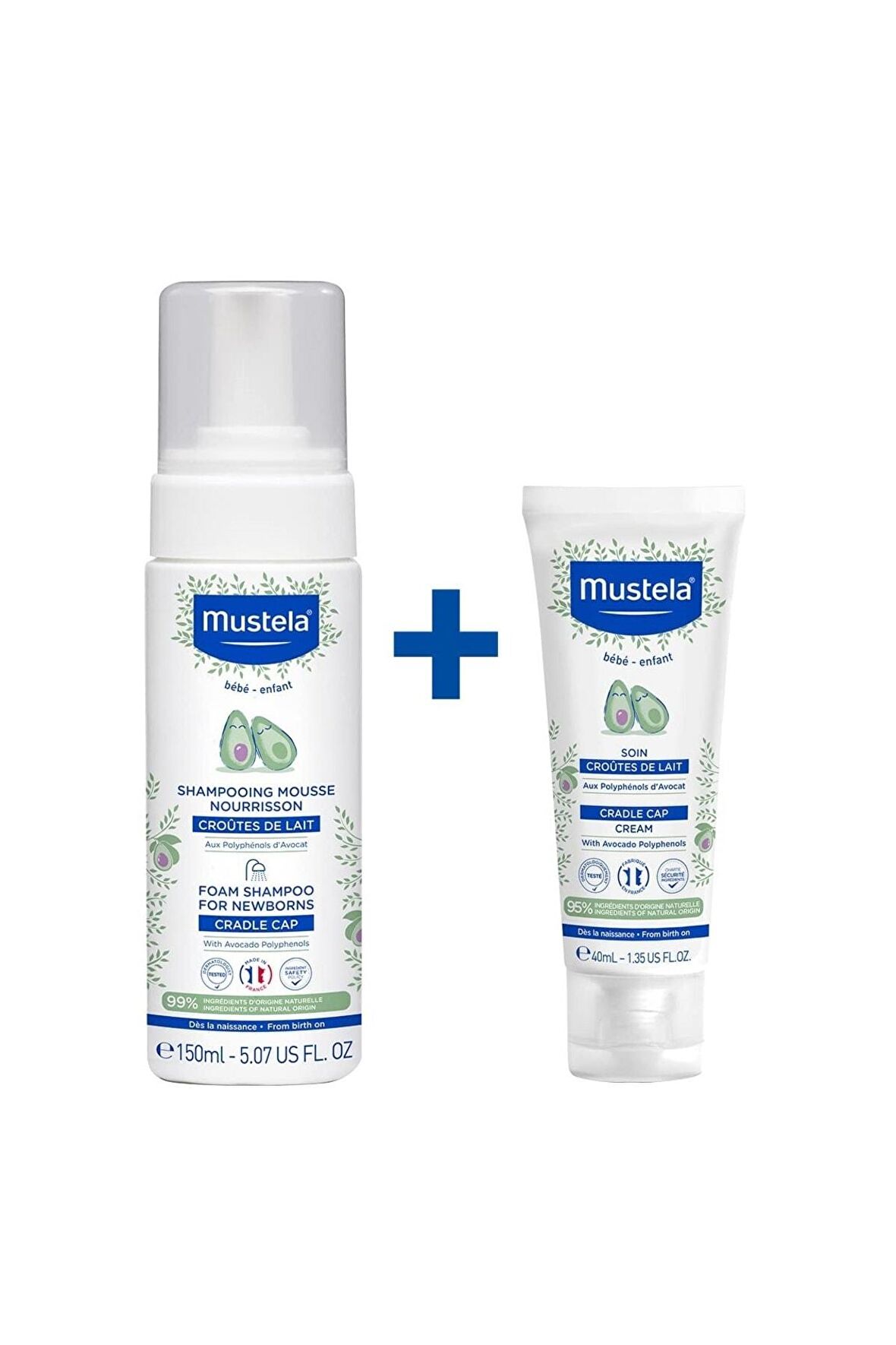 MUSTELA Saç Pullanmalarına Karşı Bebek Bakım Seti ( Cradle Cap 40ml + Foam 150ml) 3504105090555