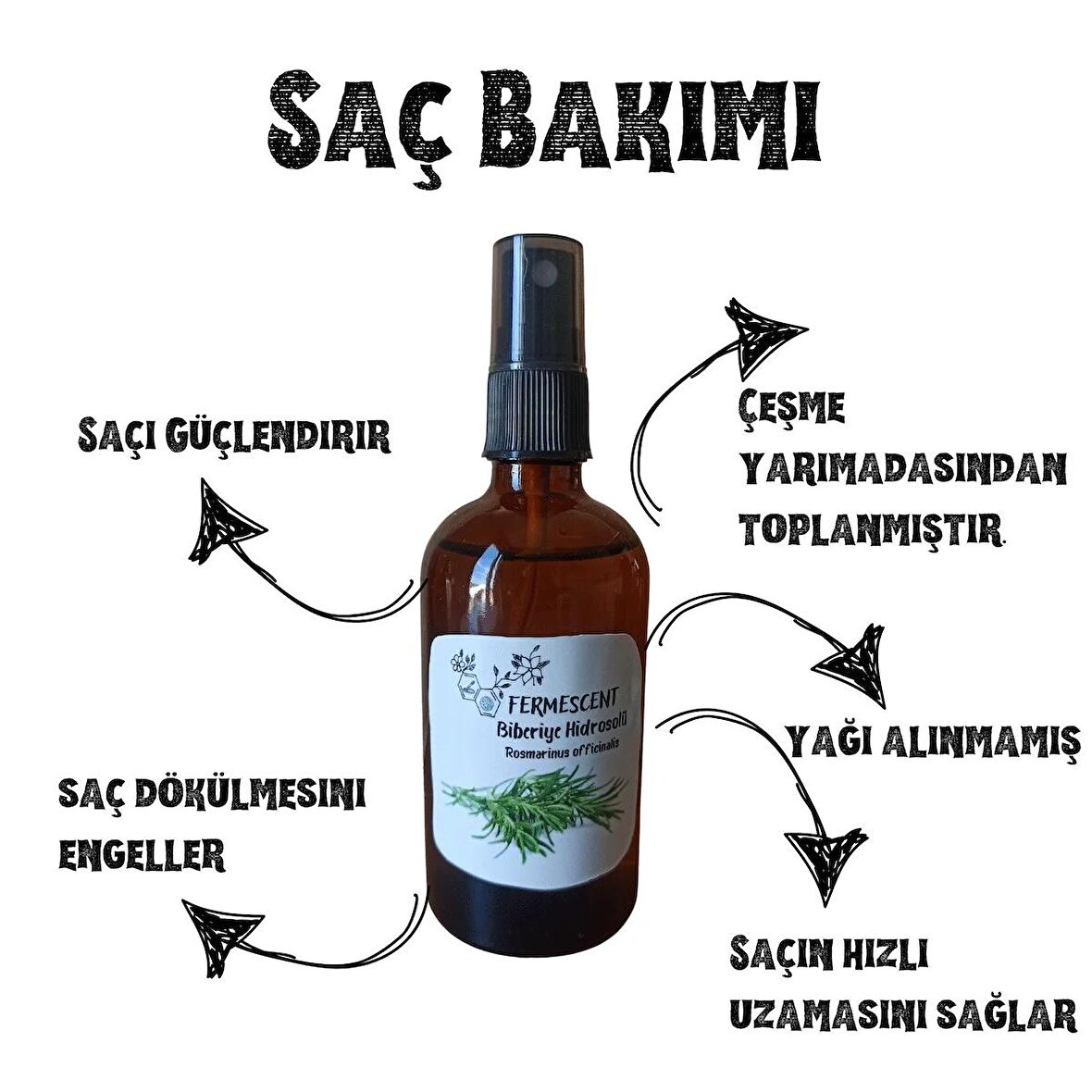 Biberiye Suyu - Hidrosolü - Saç Bakımı - Dökülme Karşıtı - Hızlı Uzama - Özel Ürün - Rosemary