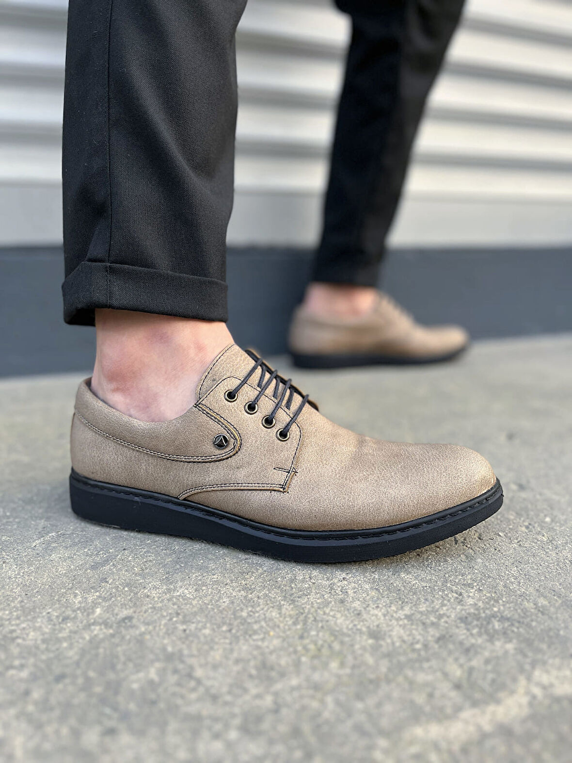 JY0610 Clasico Bağcıklı Cilt Erkek Günlük Klasik Ayakkabı CST - Gri