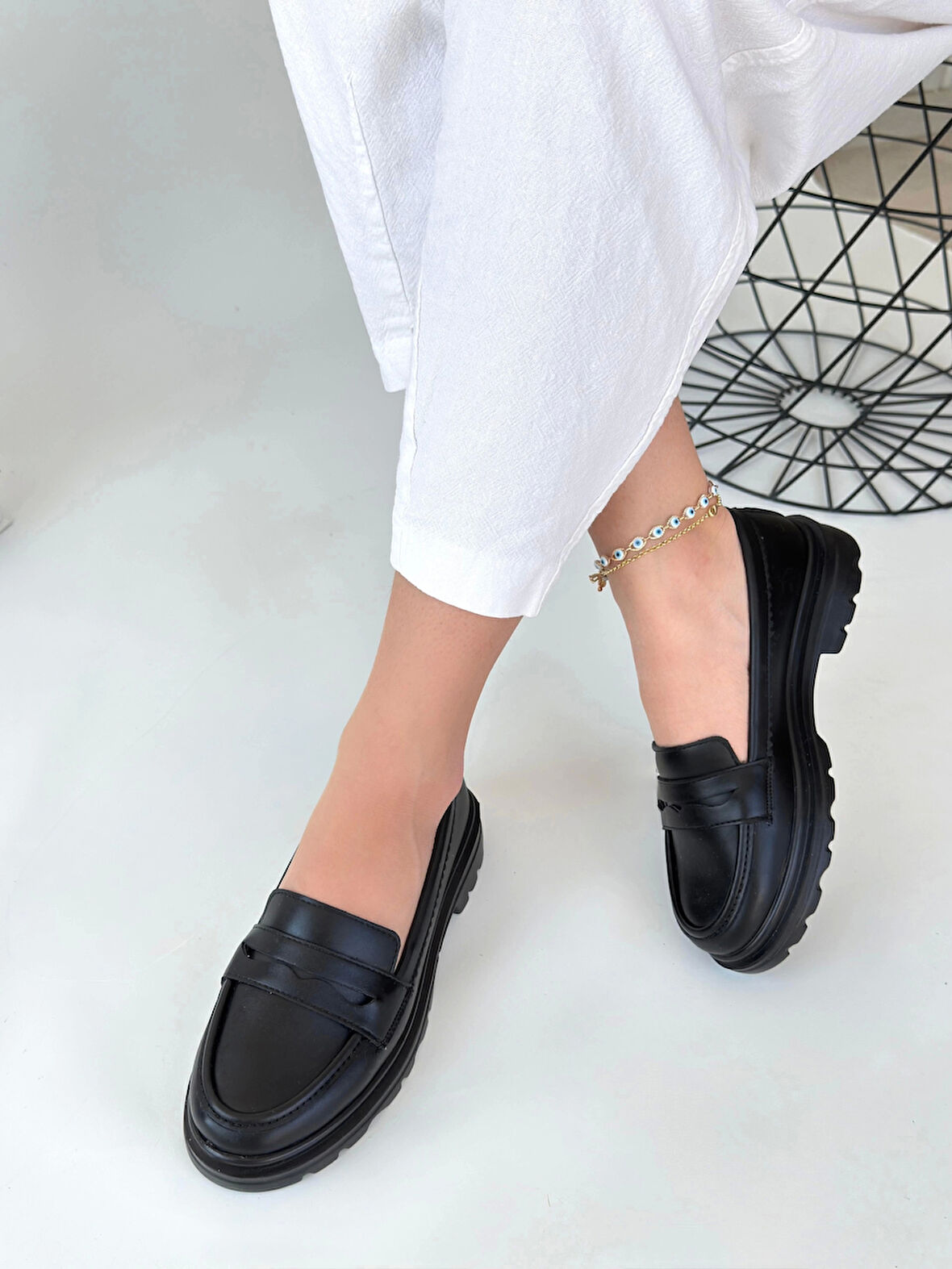 Narli Siyah Cilt Oxford Ayakkabı