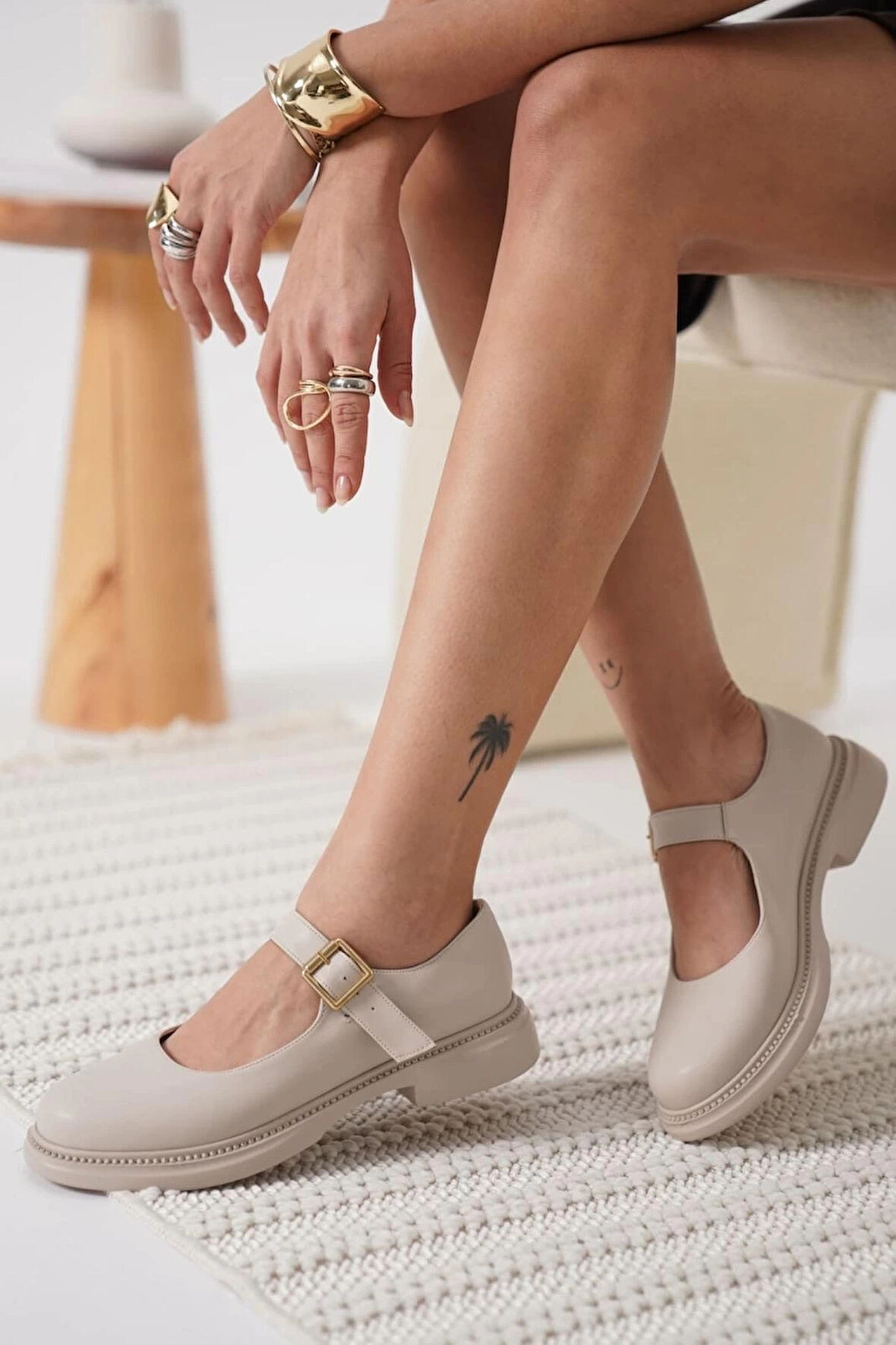 Yokox Bej Cilt Oxford Ayakkabı