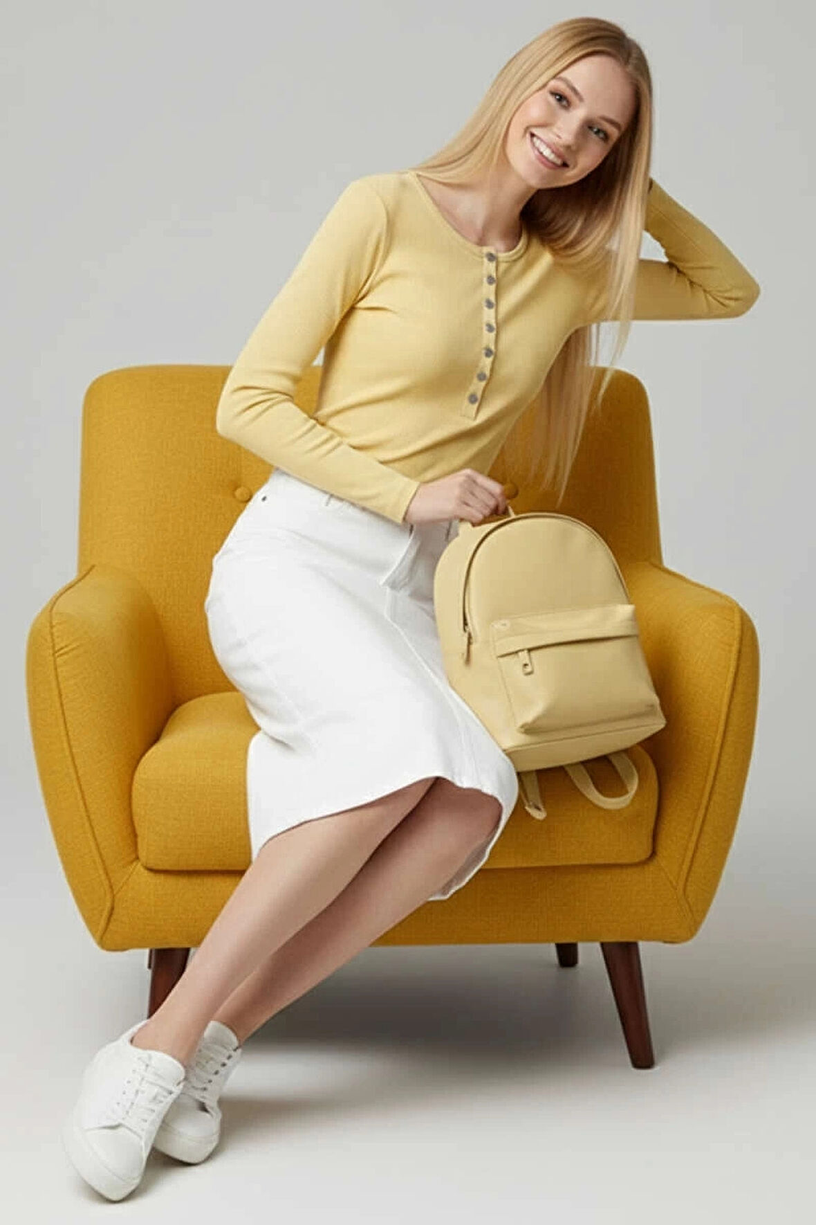 Çıtçıt Detaylı Bluz Sarı T4343