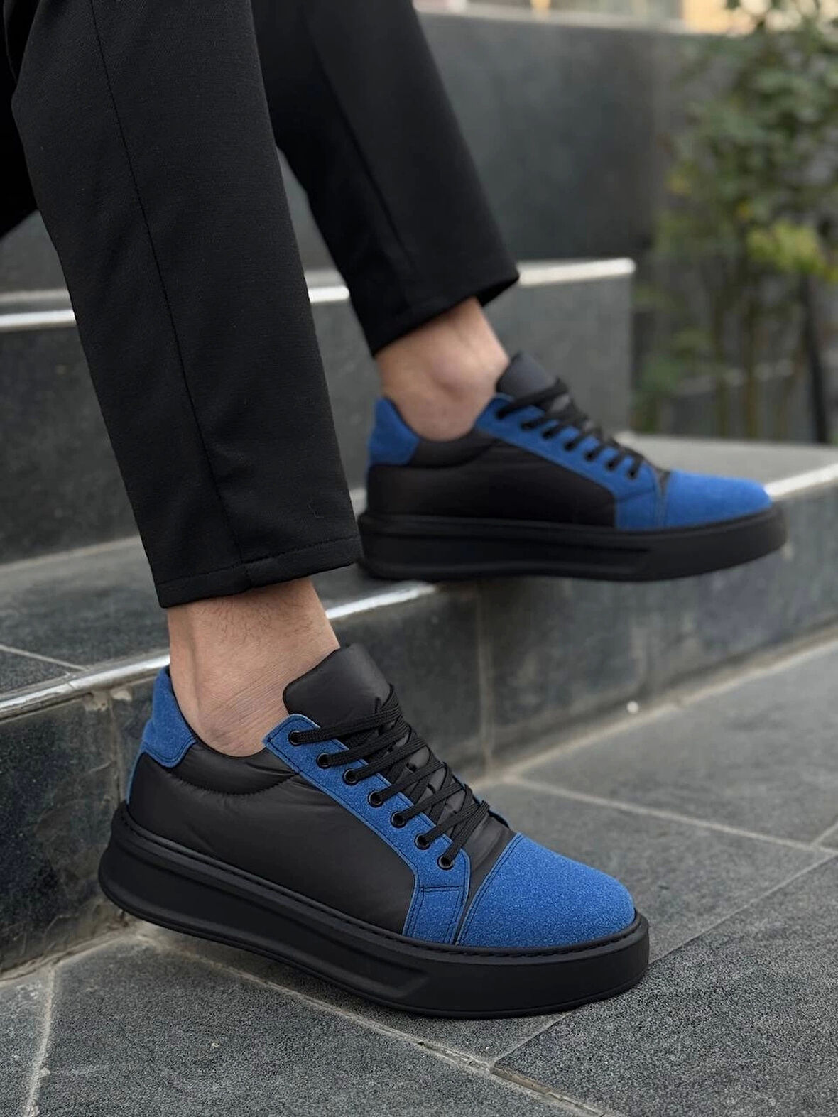 KB-X46 Kuback Siyah Sax Mavi Yüksek Siyah Taban Günlük Spor Ayakkabı