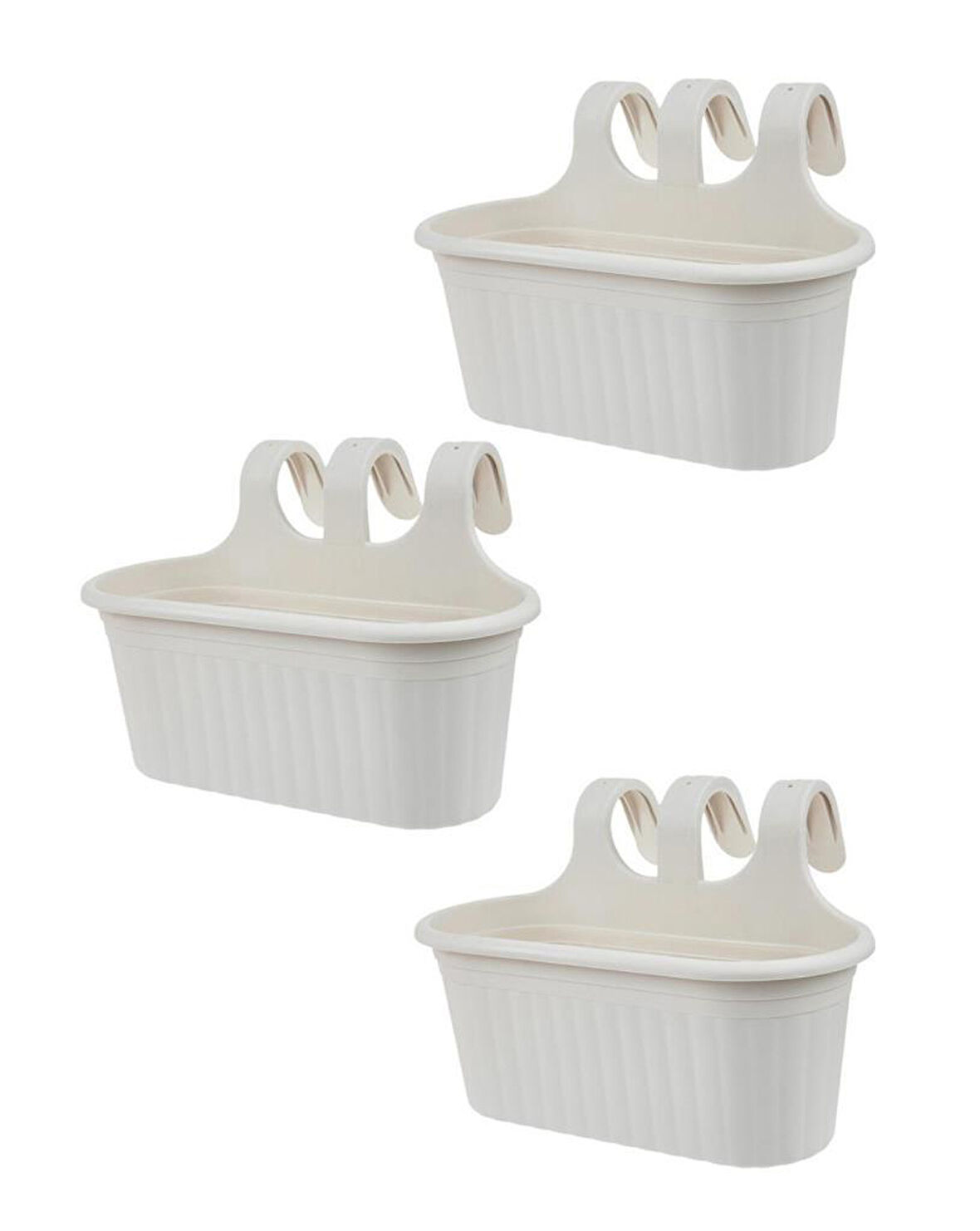 Omnipazar SO-TOM2 Tombik Askılı Balkon Saksı 6.5 Lt Kirli Beyaz 3 Adet 