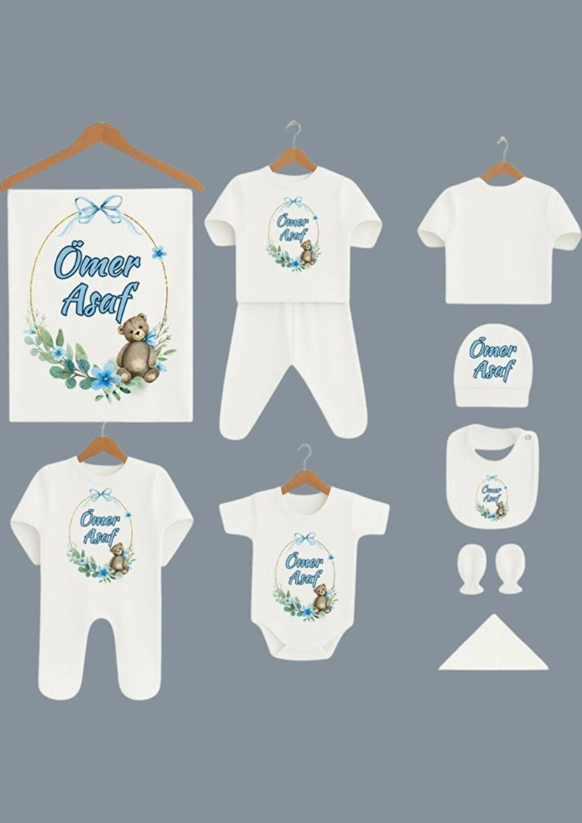 ömer asaf baskılı yenidoğan seti